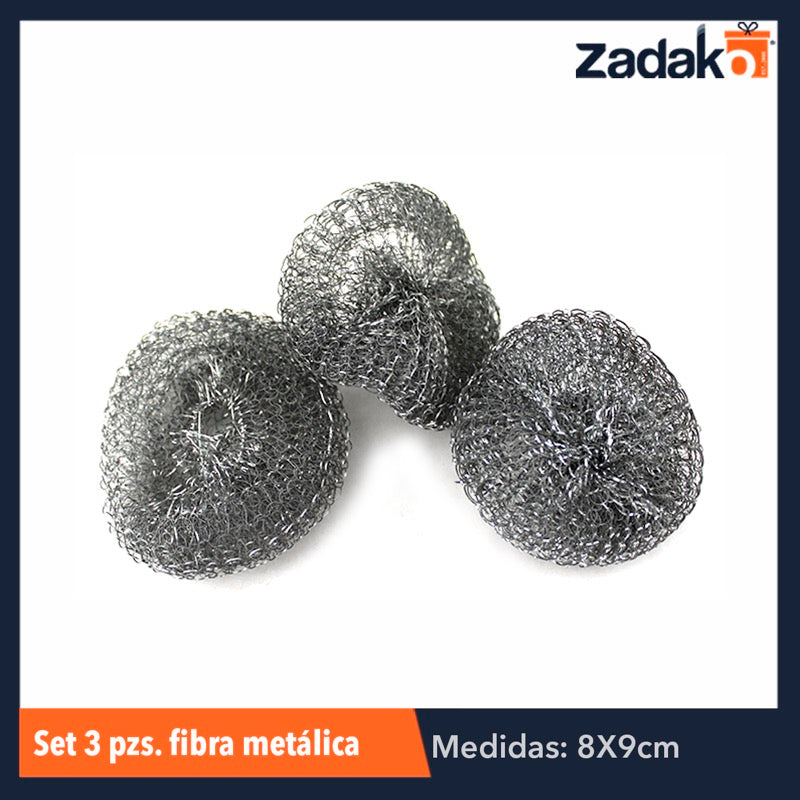 ZC-0001 JUEGO DE 3 FIBRAS METÁLICAS, CON 1 PZ O CAJA CON 400 PZS