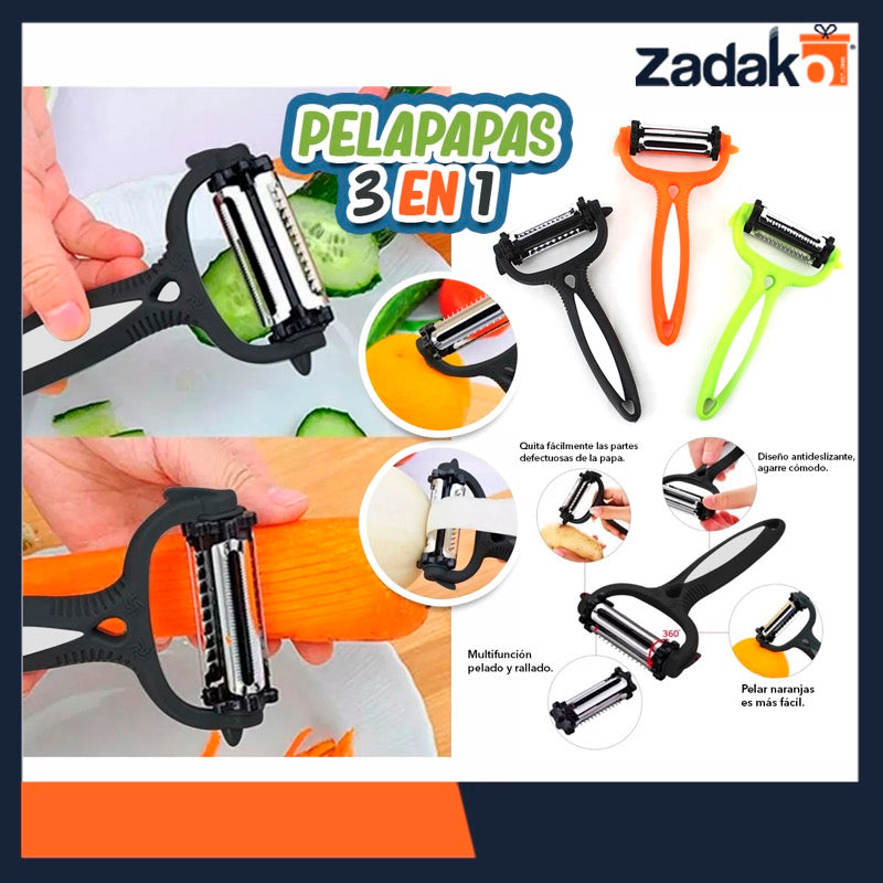 ZC-0287 PELAPAPAS 3 EN 1, CON 1 PZ O CAJA CON 480 PZS
