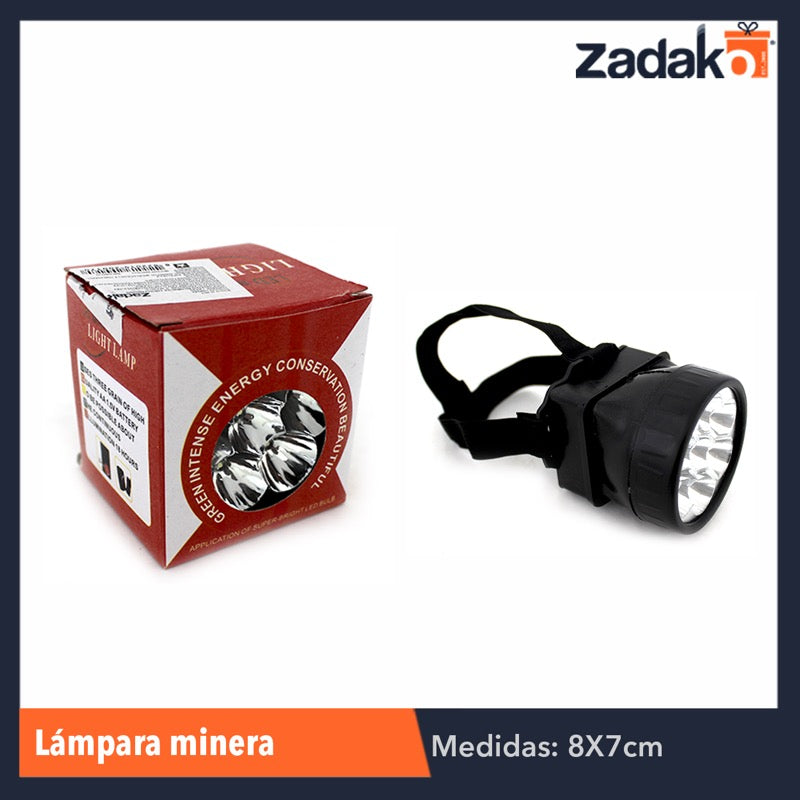 ZE-0017 LÁMPARA MINERO CON 7 LEDS, CON 1 PZ O CAJA CON 200 PZS