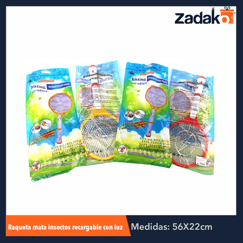 GPM-3236 RAQUETA MATA INSECTOS RECARGABLE CON LUZ Y LAMPARA, CON 1 PZ O CAJA CON 50 PZS