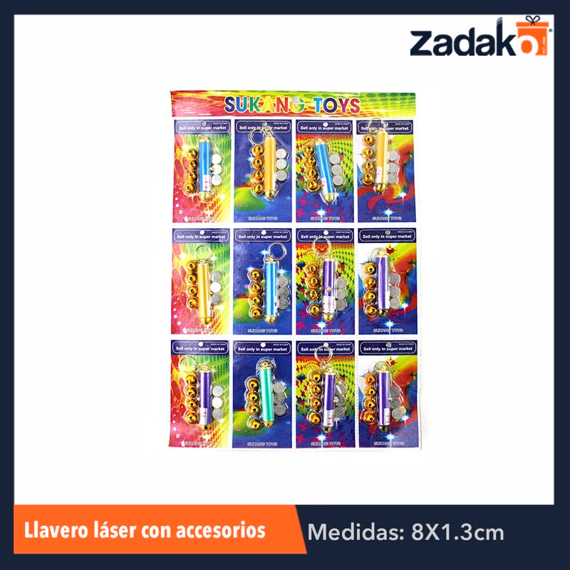 ZJ-0475 J-15-86 LLAVERO LASER C/ACCESORIOS, CON 12 PZS, O CAJA CON 120 PQTS