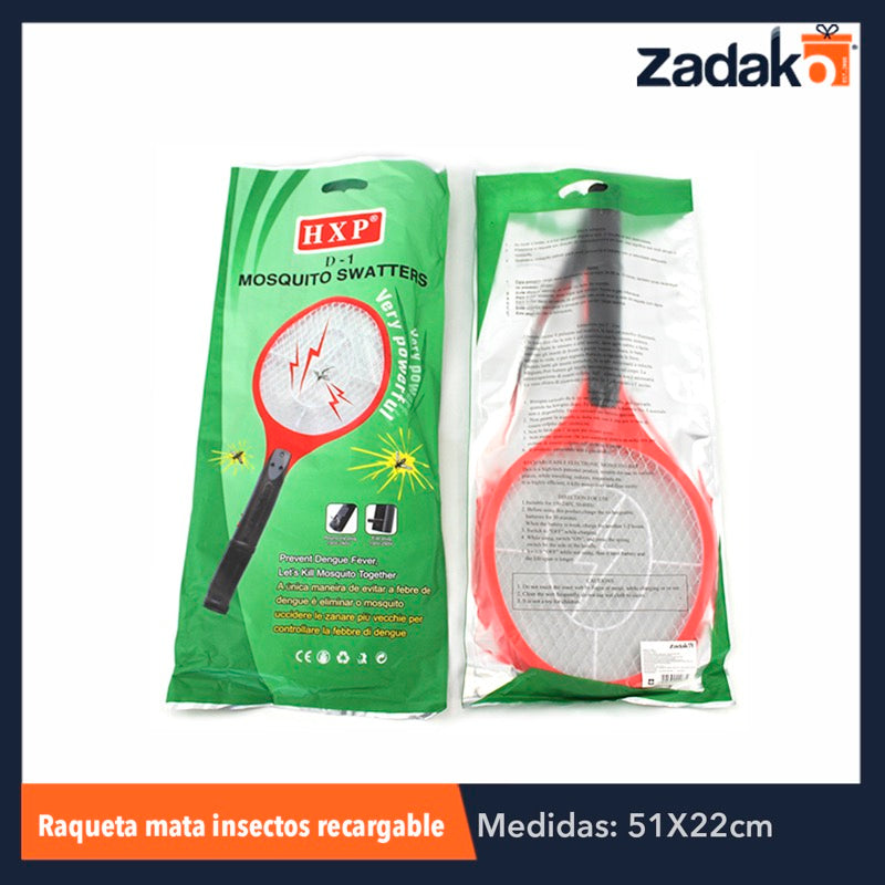ZF-0083 F-009-20 RAQUETA MATA INSECTOS RECARGABLE, CON 1 PZ O CAJA CON 60 PZS