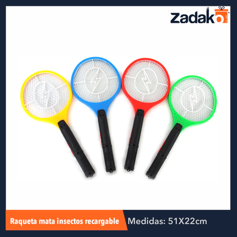 ZF-0083 F-009-20 RAQUETA MATA INSECTOS RECARGABLE, CON 1 PZ O CAJA CON 60 PZS
