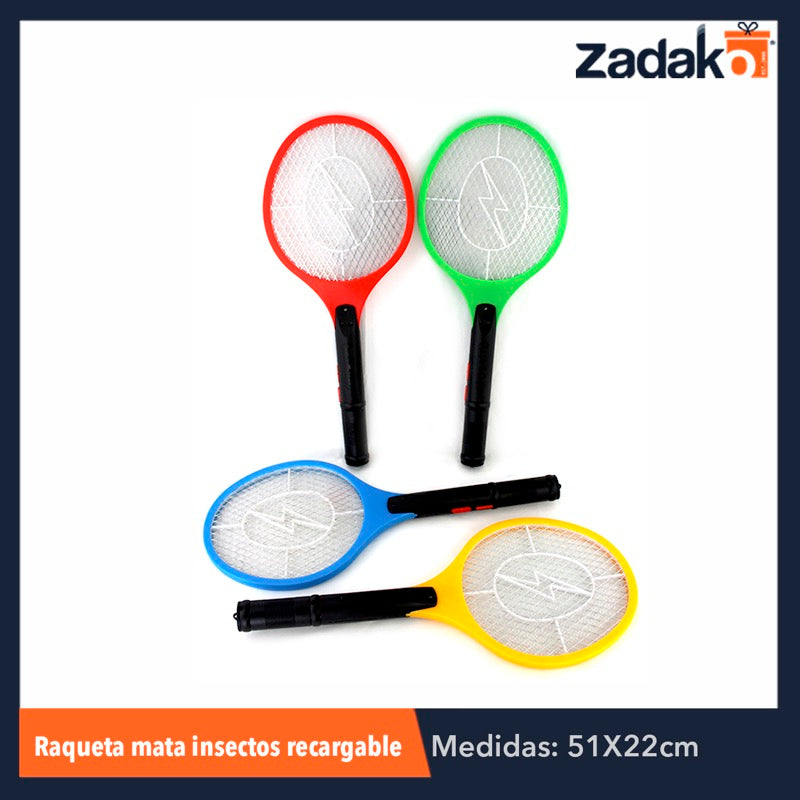 ZF-0083 F-009-20 RAQUETA MATA INSECTOS RECARGABLE, CON 1 PZ O CAJA CON 60 PZS