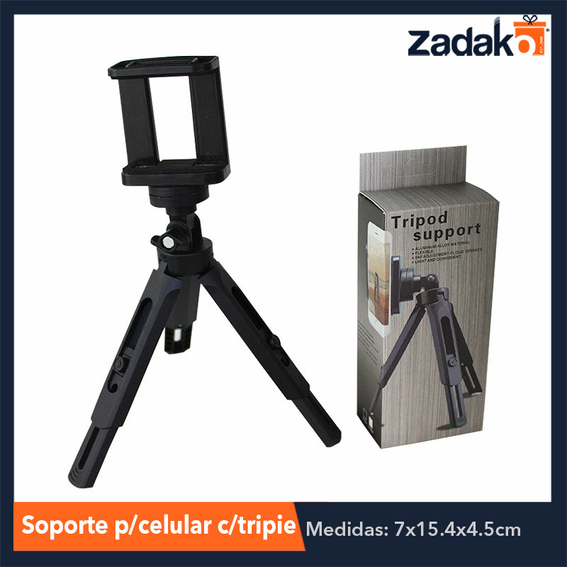 ZE-0050 SOPORTE TRIPIE PARA CELULAR, CON 1 PZ O CAJA CON 200 PZS