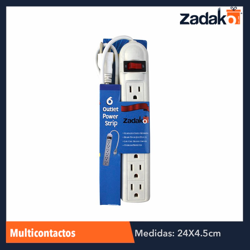 ZF-0040 MULTICONTACTOS CON 6 ENCHUFES, CON 1 PZ O CAJA CON 60 PZS