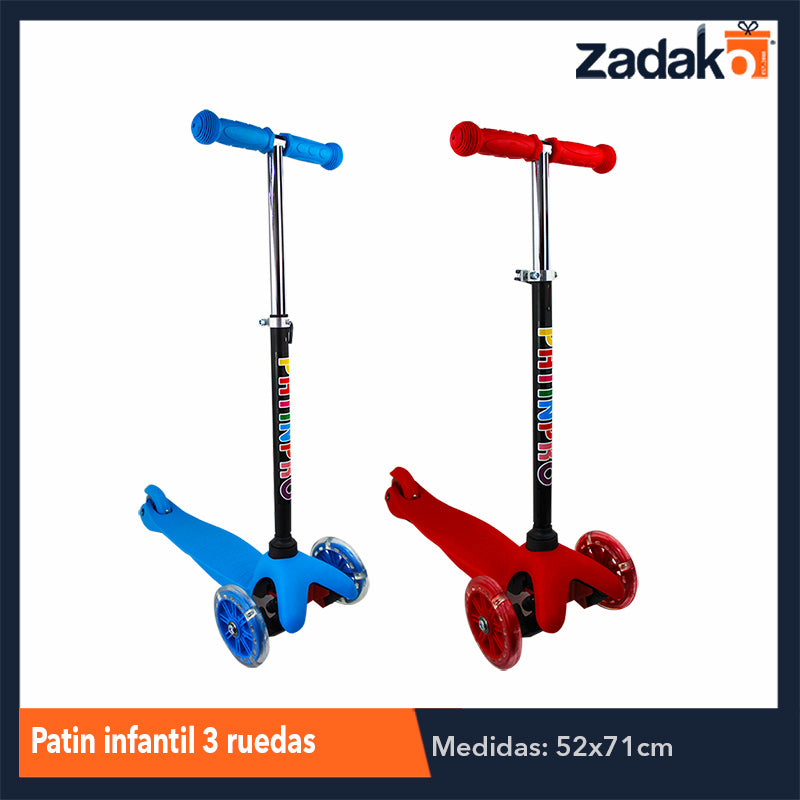 ZJN-0048 PATIN INFANTIL 3 RUEDAS CON LUZ, CON 1 PZ O CAJA CON 10 PZS