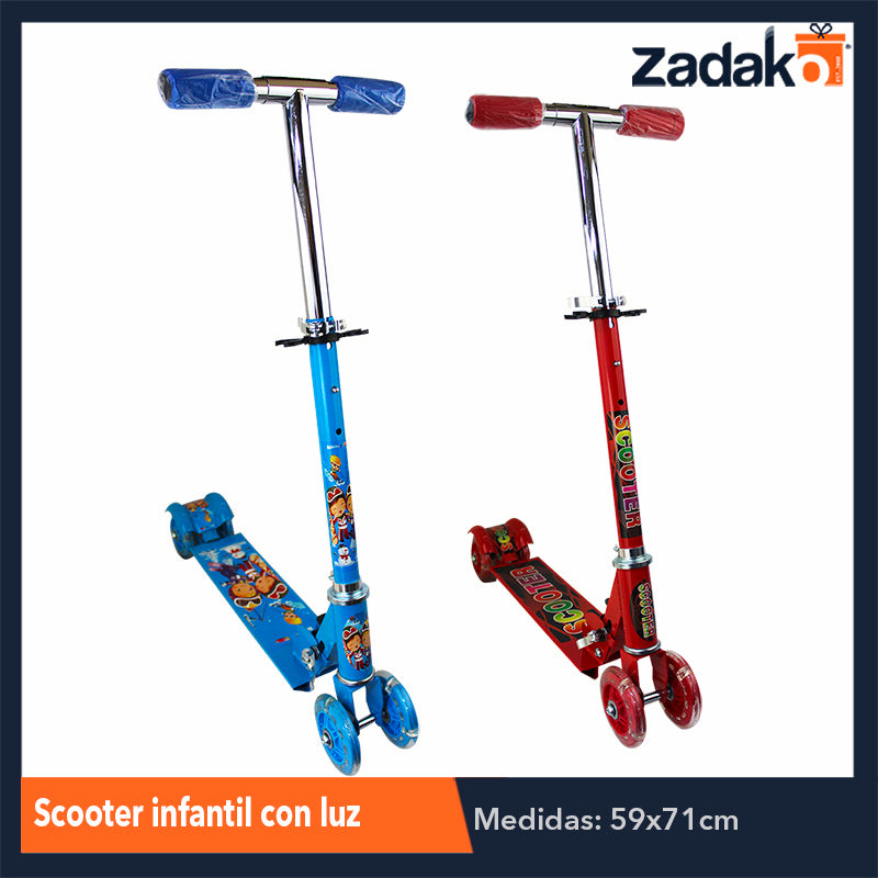 ZJN-0217 SCOOTER INFANTIL 4 RUEDAS CON LUZ 4 COLORES, CON 1 PZ O CAJA CON 6 PZS