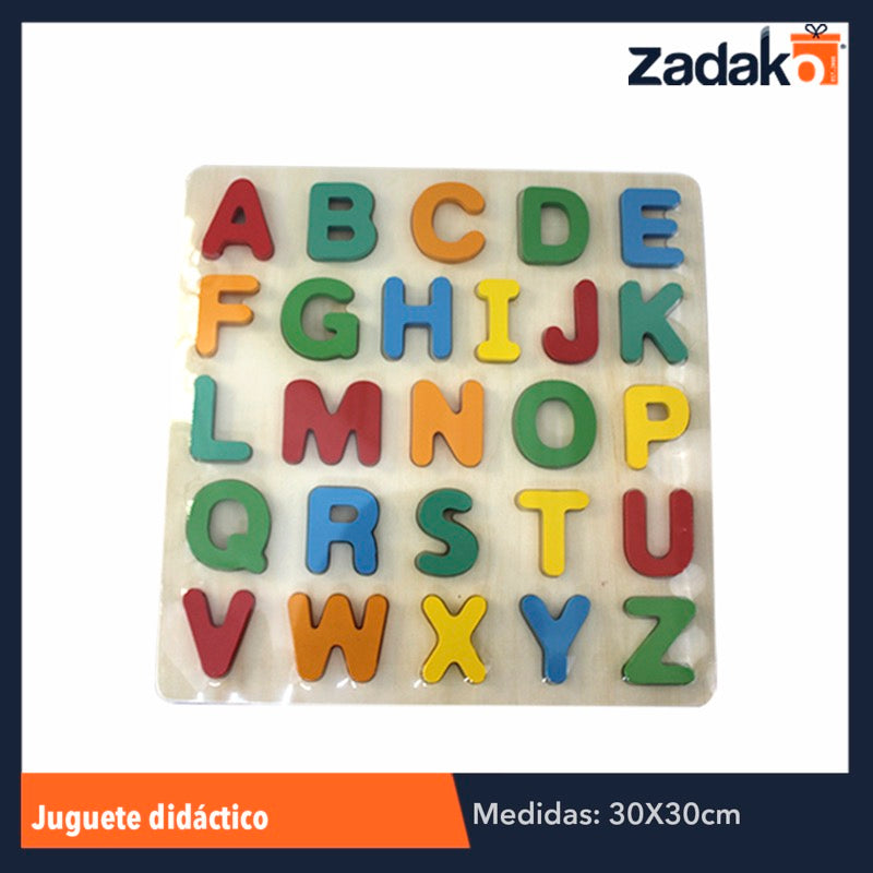 ZP-0675 TABLERO DE ROMPECABEZAS DE APRENDIZAJE DE MADERA DE ALFABETO (DE MAYUSCULAS O MINUSCULAS) O NUMERICO, CON 1 PZ O CAJA CON 80 PZS