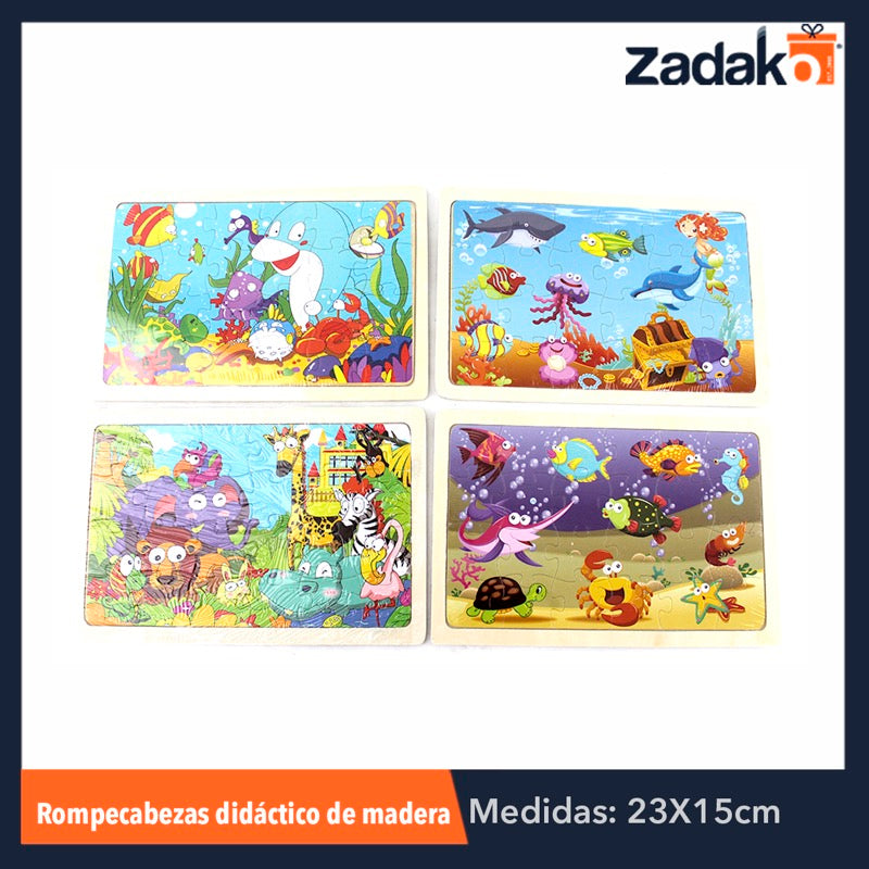 ZJ-0444 TABLERO DE ROMPECABEZAS DE FIGURAS DE MADERA DE 22.5x15 CM, CON 1 PZ O CAJA CON 300 PZS