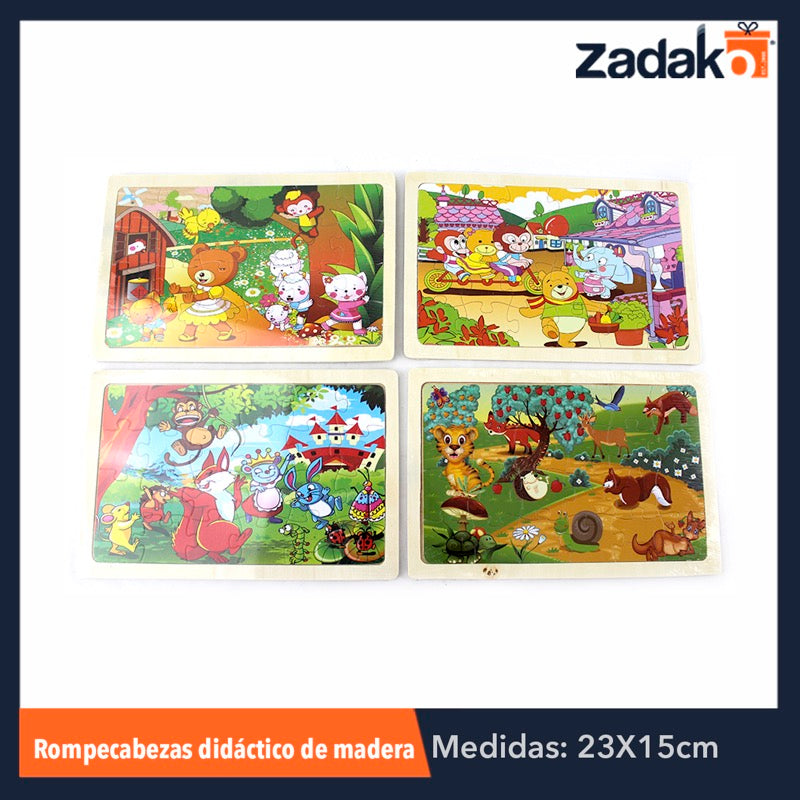 ZJ-0444 TABLERO DE ROMPECABEZAS DE FIGURAS DE MADERA DE 22.5x15 CM, CON 1 PZ O CAJA CON 300 PZS