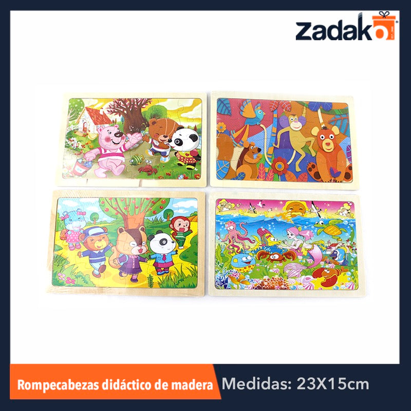 ZJ-0444 TABLERO DE ROMPECABEZAS DE FIGURAS DE MADERA DE 22.5x15 CM, CON 1 PZ O CAJA CON 300 PZS