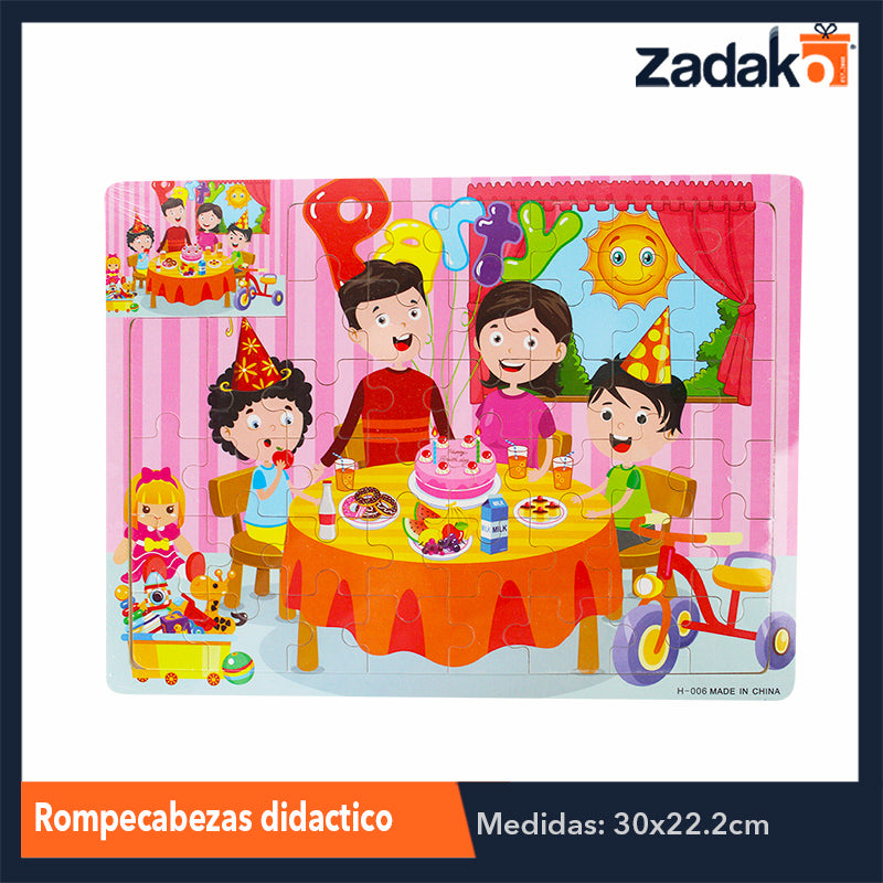 ZJ-1049 ROMPECABEZAS DIDACTICO ANIMADO DE MADERA DE 22.5X30CM, CON 1 PZ O CAJA CON 200 PZS
