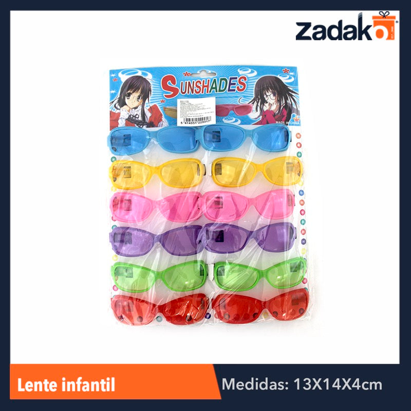 ZJ-0054 LENTE INFANTIL, CON 12 PZS, O CAJA CON 60 PQTS