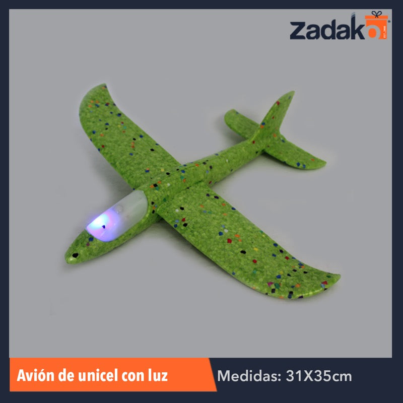 ZJ-0311 AVIÓN DE UNICEL ARMABLE CON LUZ, CON 1 PZ O CAJA CON 200 PZS