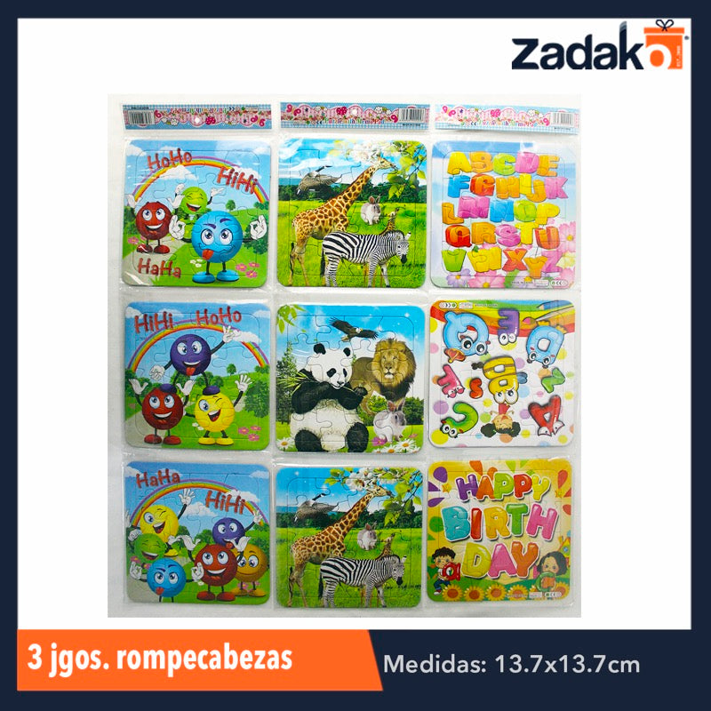ZJ-0629 SET DE 3 JUEGOS DE ROMPECABEZAS, CON 1 PZ O CAJA CON 600 PZS