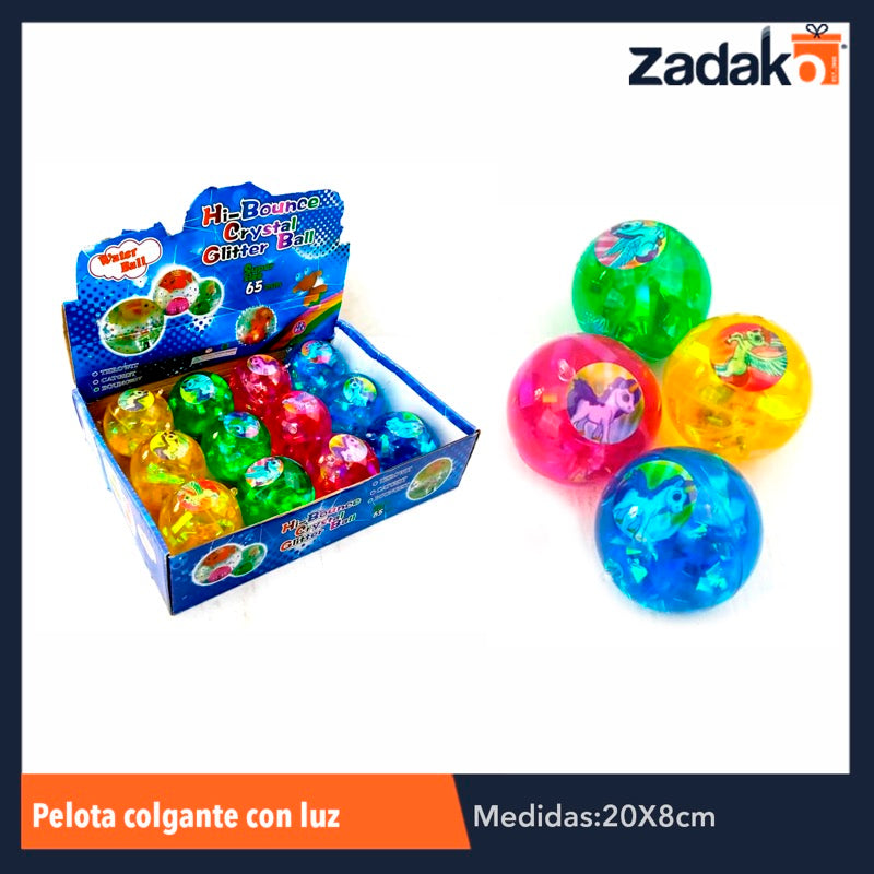 ZJ-0660 PELOTA COLGANTE CON LUZ 6.5 CM, CON 12 PZS, O CAJA CON 12 PQTS