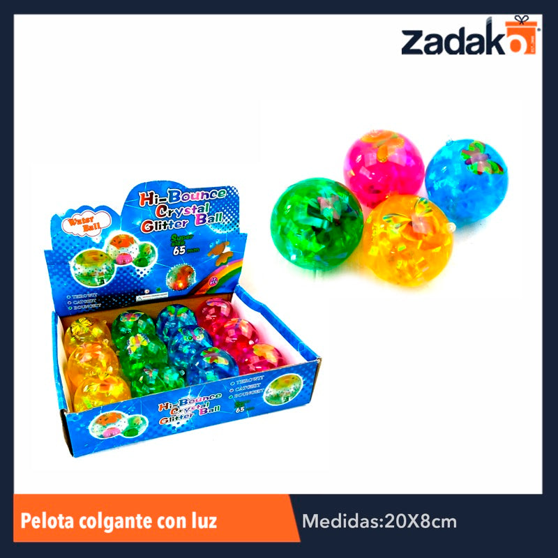 ZJ-0661 PELOTA COLGANTE CON LUZ 6.5 CM, CON 12 PZS, O CAJA CON 12 PQTS