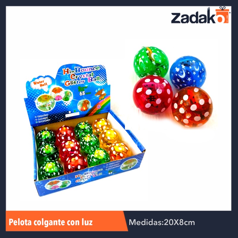 ZJ-0667 PELOTA COLGANTE C/LUZ 6.5 CM, CON 12 PZS, O CAJA CON 12 PQTS