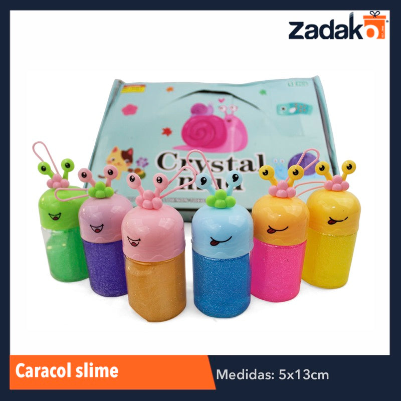 ZJ-0708 CARACOL SLIME CON GLITTER CON 12 PIEZAS, O CAJA CON 16 PQTS