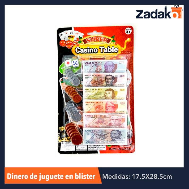 ZJN-0698 DINERO DE JUGUETE EN BLISTER, CON 1 PZ O CAJA CON 336 PZS