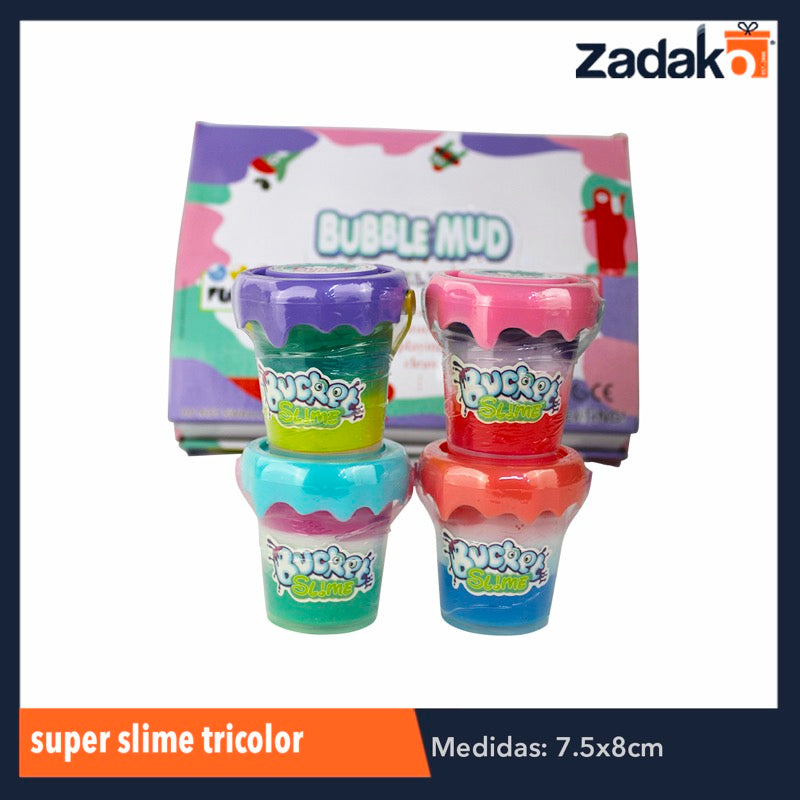 ZJ-1014 BOTE SUPER SLIME TRICOLOR, CON 12 PZS, O CAJA CON 12 PQTS