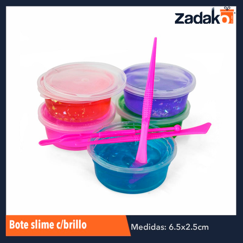 ZJ-1114 BOTE SLIME CON BRILLO 6 PIEZAS, O CAJA CON 96 PQTS