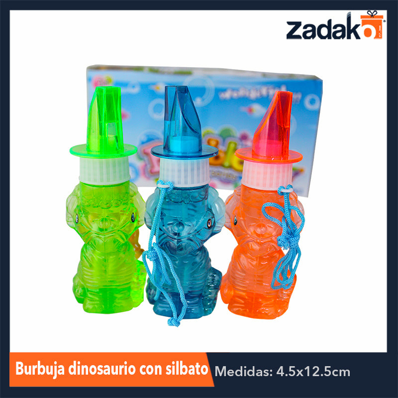 ZJ-0930 BURBUJA DINOSAURIO C/SILBATO, CON 24 PZS, O CAJA CON 12 PQTS