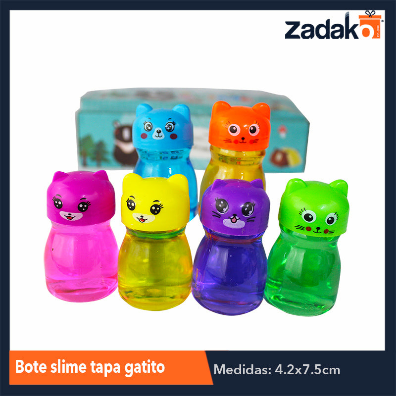 ZJ-1003 BOTE SLIME TAPA GATITO CON 24 PIEZAS, O CAJA CON 20 PQTS