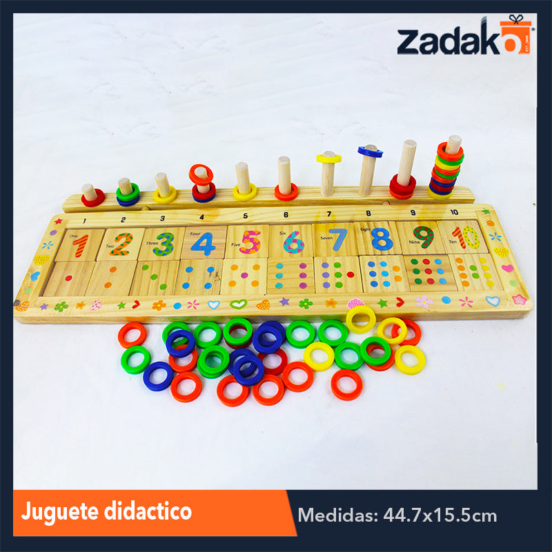 ZJ-0987 JUGUETE DIDACTICO DE APRENDIZAJE DE CONTEO DE MADERA DE 44x14 CM CON 1 PZ O CAJA CON 36 PZS