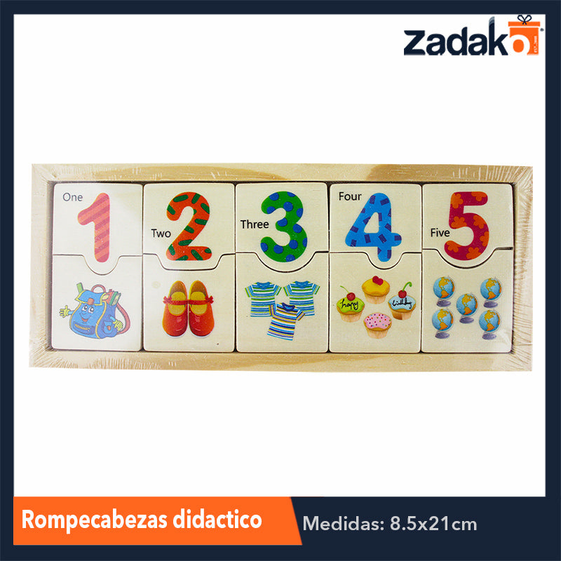 ZJ-0998 DOMINO DE MADERA INFANTIL DE 11.5X8.5CM, CON 1 PZ O CAJA CON 250 PZS