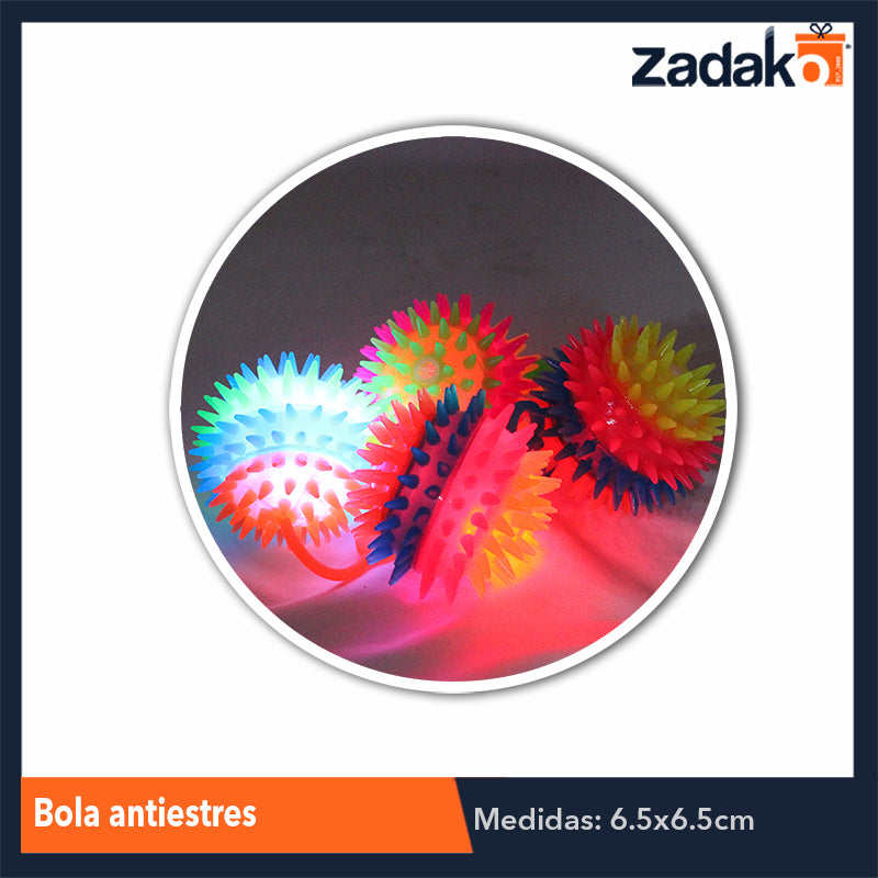ZJ-1029 BOLA COLGATE CON PICOS C/LUZ 6.5 CM, CON 24 PZS, O CAJA CON 15 PQTS