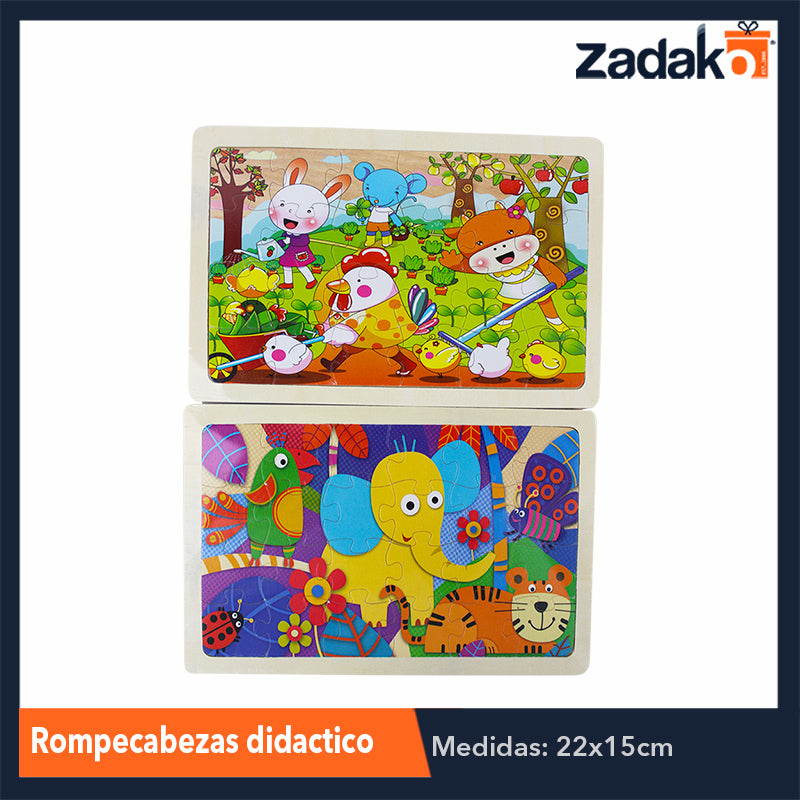 ZJ-1039 TABLERO DE ROMPECABEZAS DE FIGURAS DE MADERA DE 22.5X15CM, CON 1 PZ O CAJA CON 300 PZS