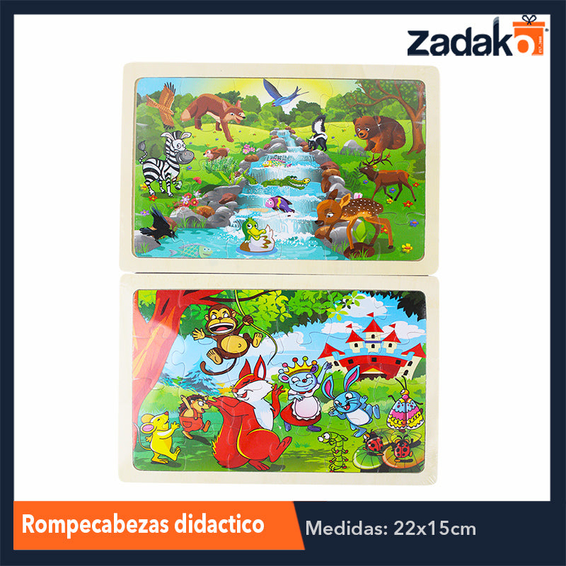 ZJ-1039 TABLERO DE ROMPECABEZAS DE FIGURAS DE MADERA DE 22.5X15CM, CON 1 PZ O CAJA CON 300 PZS