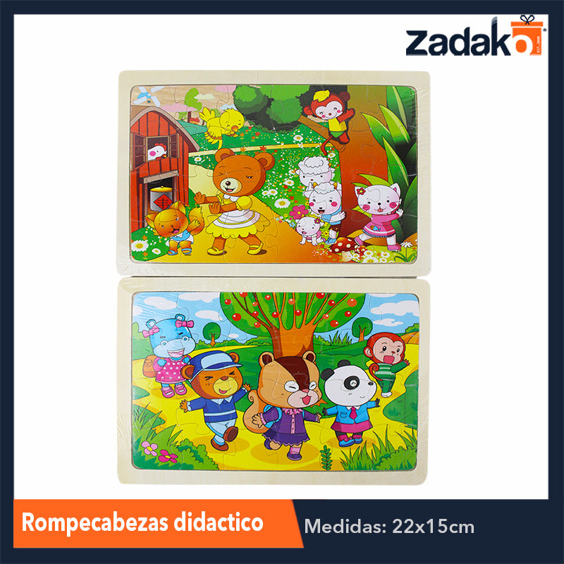ZJ-1039 TABLERO DE ROMPECABEZAS DE FIGURAS DE MADERA DE 22.5X15CM, CON 1 PZ O CAJA CON 300 PZS