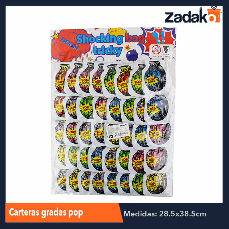 ZJ-1217 CARTERA GRANADAS POP, CON 1 PZ O CAJA CON 100 PZS