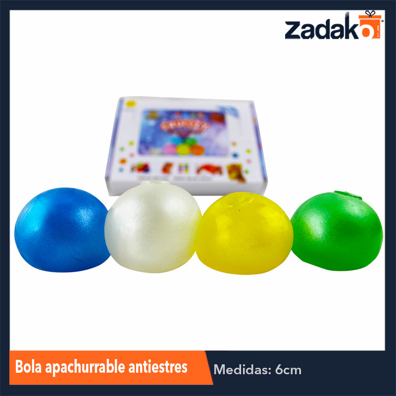ZJ-1198 BOLA APACHURRABLE ANTIESTRES, CON 12 PZS, O CAJA CON 12 PQTS