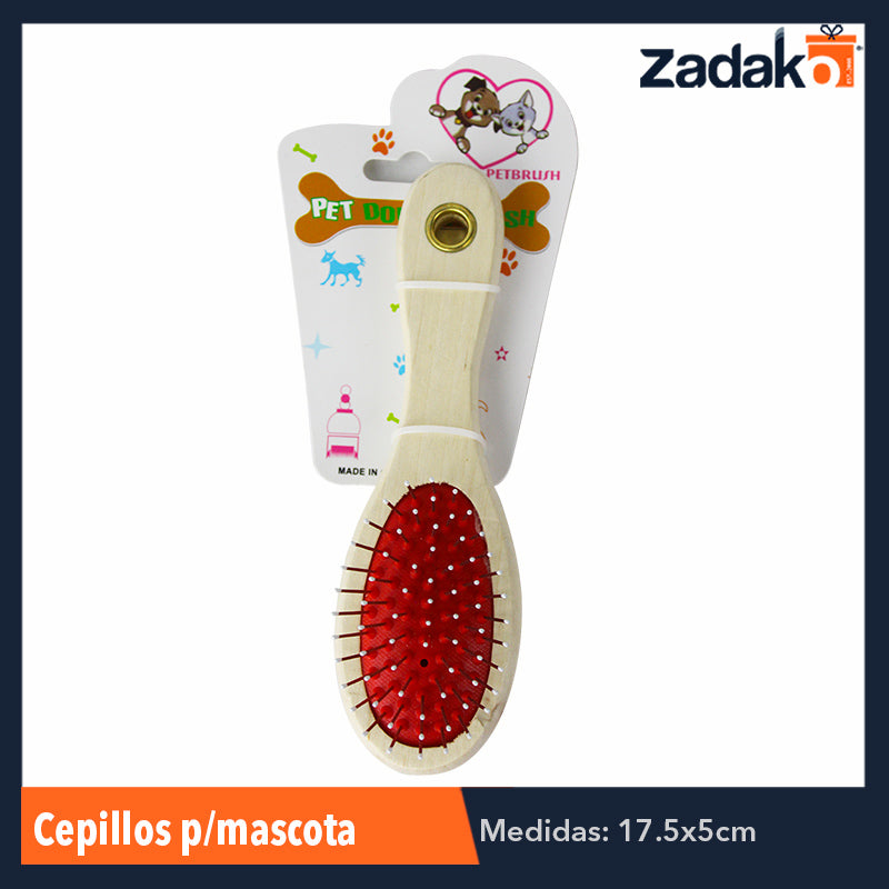 ZMA-0008 CEPILLO P/MASCOTA DOBLE CARA CON CERDAS SUAVES DE PLASTICO PARA DAR VOLUMEN Y CERDAS DE MATAL PARA DESENREDAR , CON 1 PZ O CAJA CON 240 PZS