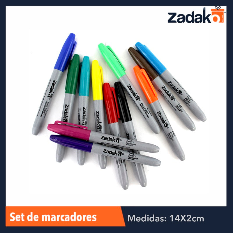GPM-0240 ZP-0133 BLISTER 12 COLORES MARCADOR PERMANENTE, CON 1 PZ O CAJA CON 100 PZS
