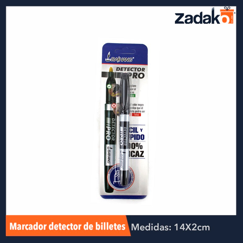 ZP-0295 MARCADOR DETECTOR DE BILLETES FALSOS, CON 1 PZ O CAJA CON 600 PZS