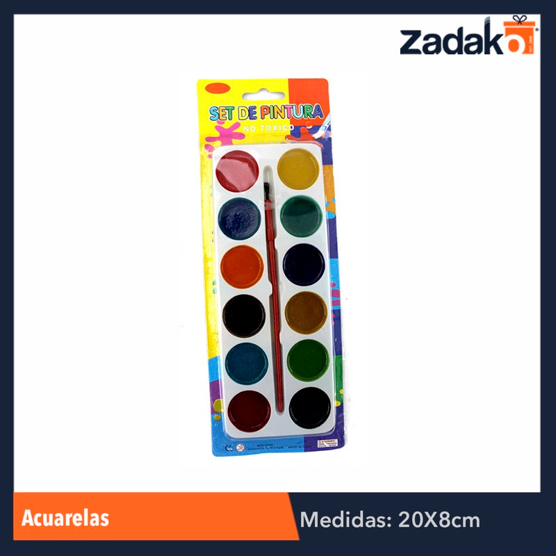 ZP-0311 ACUARELAS 12 COLORES, CON 1 PZ O CAJA CON 288 PZS