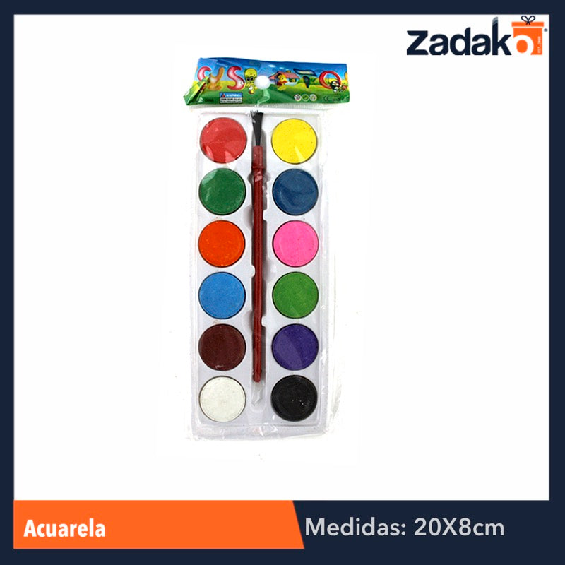 N-GPM-2049 ZP-0314 ACUARELAS 12 COLORES, CON 1 PZ O CAJA CON 960 PZS