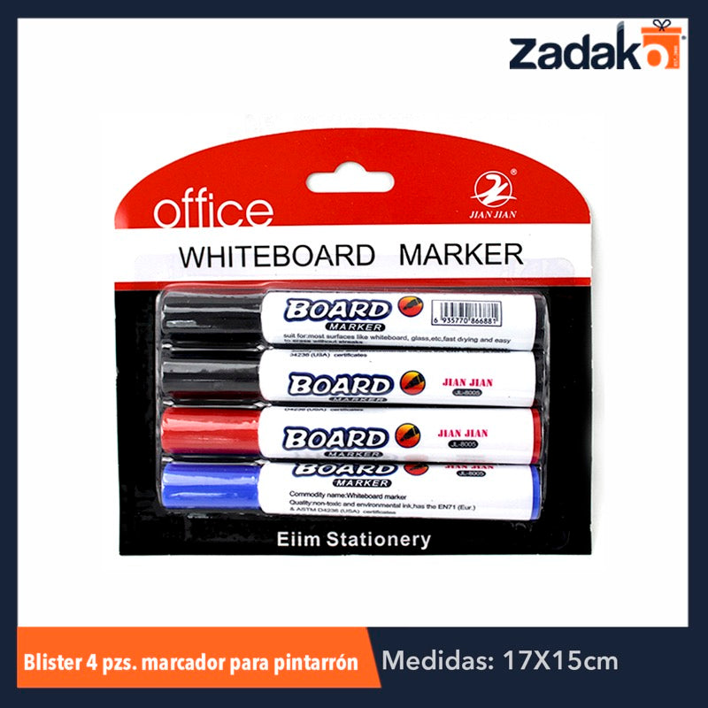 ZP-0380 SET DE 4 MARCADORES PARA PINTARRON, CON 1 PZ O CAJA CON 300 PZS