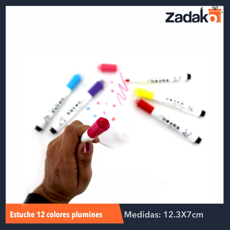 ZP-0391 ESTUCHE 12 COLORES PLUMINES PREMIUM CON SELLO, CON 1 PZ O CAJA CON 144 PZS
