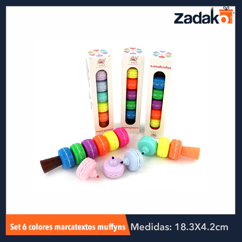 ZP-0447 SET 6 COLORES MARCATEXTOS MACARRON, CON 1 PZ O CAJA CON 320 PZS