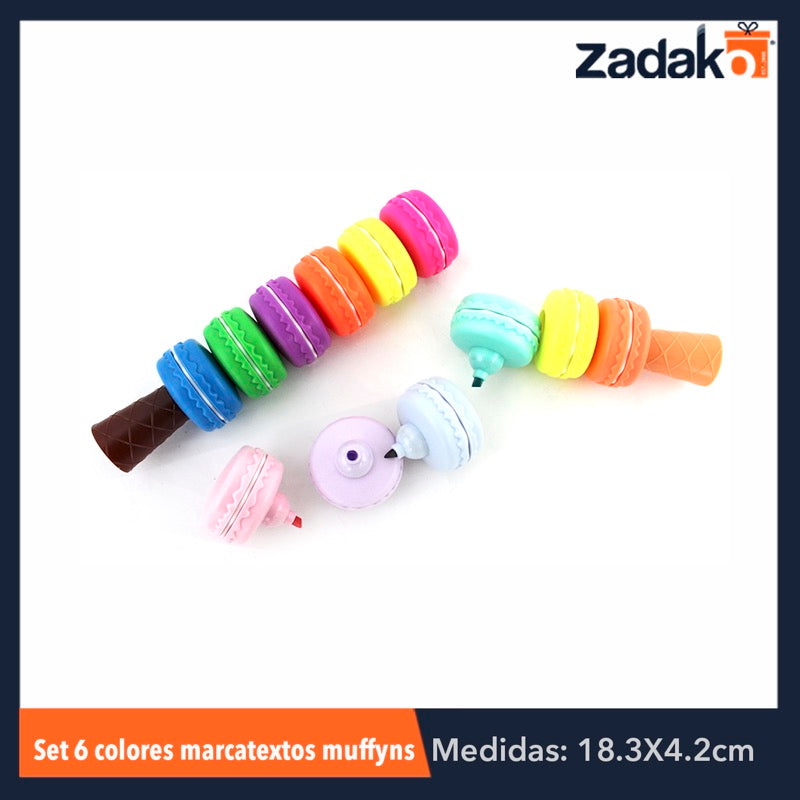 ZP-0447 SET 6 COLORES MARCATEXTOS MACARRON, CON 1 PZ O CAJA CON 320 PZS