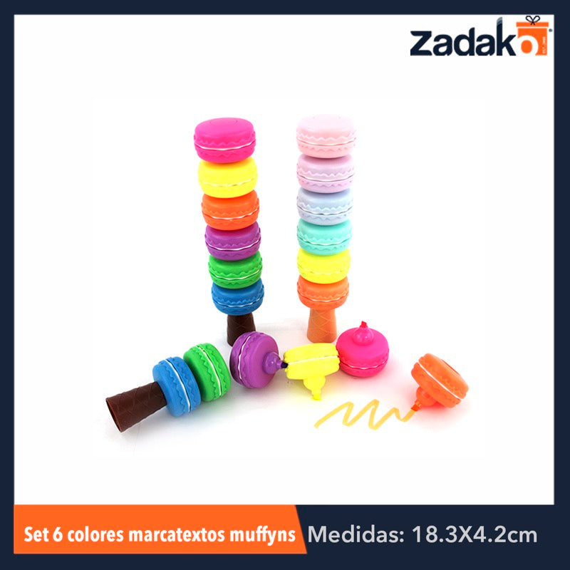 ZP-0447 SET 6 COLORES MARCATEXTOS MACARRON, CON 1 PZ O CAJA CON 320 PZS