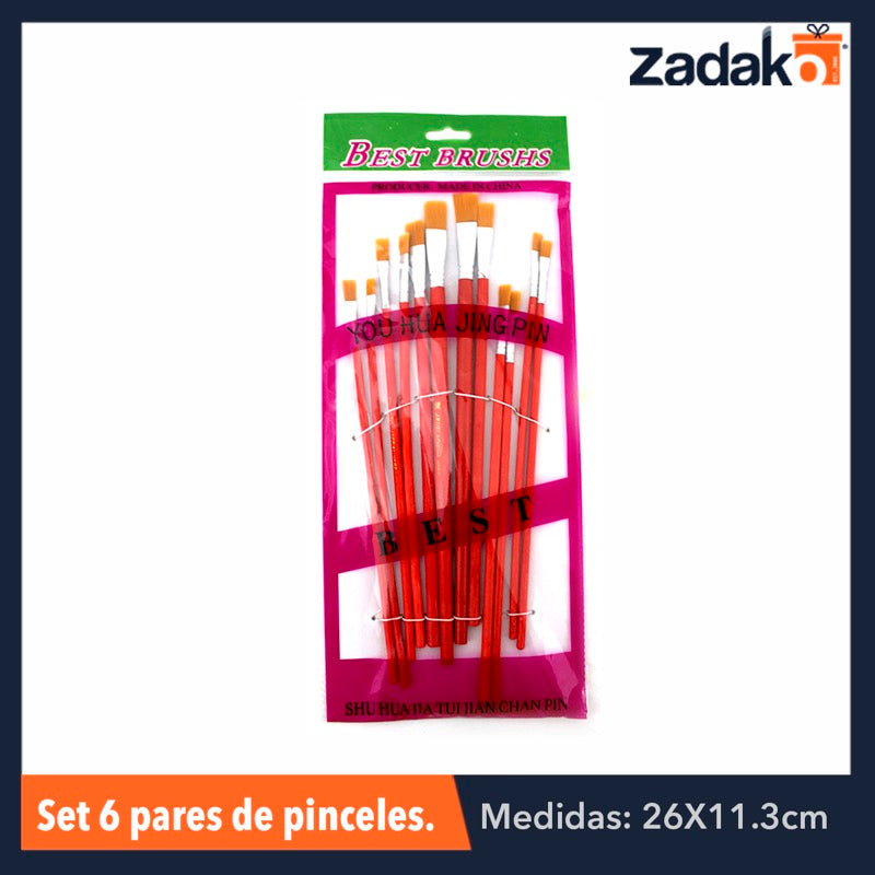 N-GPM-2312 GPM-2312 ZP-0476 SET 6 PARES DE PINCELES, CON 1 PZ O CAJA CON 300 PZS