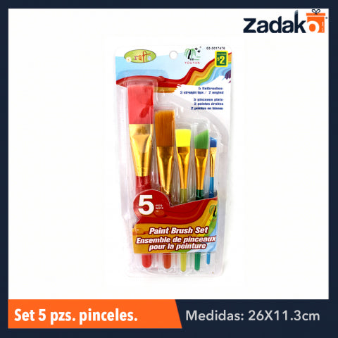 ZP-0477 HFY-11700 SET 5 PZS PINCELES, CON 1 PZ O CAJA CON 120 PZS