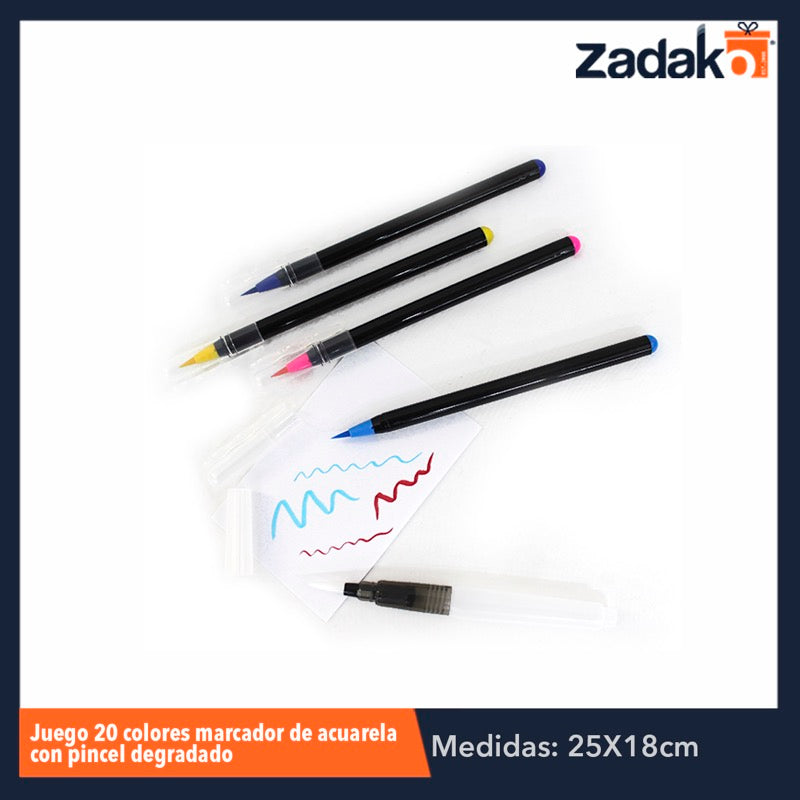 ZP-0671 JUEGO 20+1 COLORES PINCELINES, CON 1 PZ O CAJA CON 48 PZS